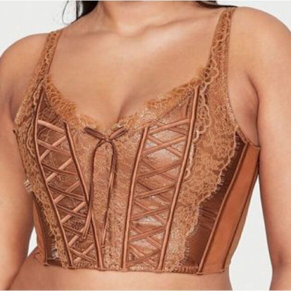 Victoria’s Secret DREAM ANGELS Unlined Lace-Up Corset Top in the Size Large - Picture 1 of 9
